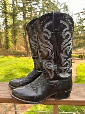 Dan Post 2110R Black Cowboy Men’s 8D Leather Boots Mexico